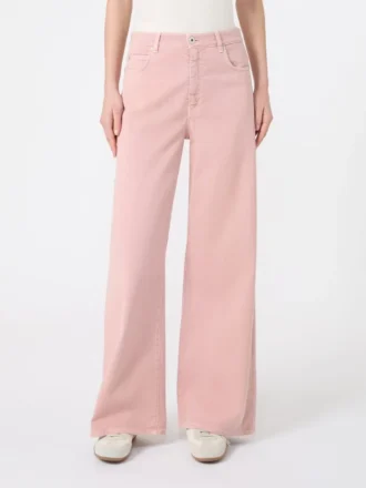 Breed uitlopende broek van katoen, roze