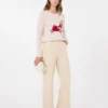 Breed uitlopende broek van katoen, zandkleur Breed uitlopende broek van katoen, zandkleur
