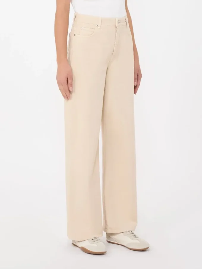 Breed uitlopende broek van katoen, zandkleur Breed uitlopende broek van katoen, zandkleur