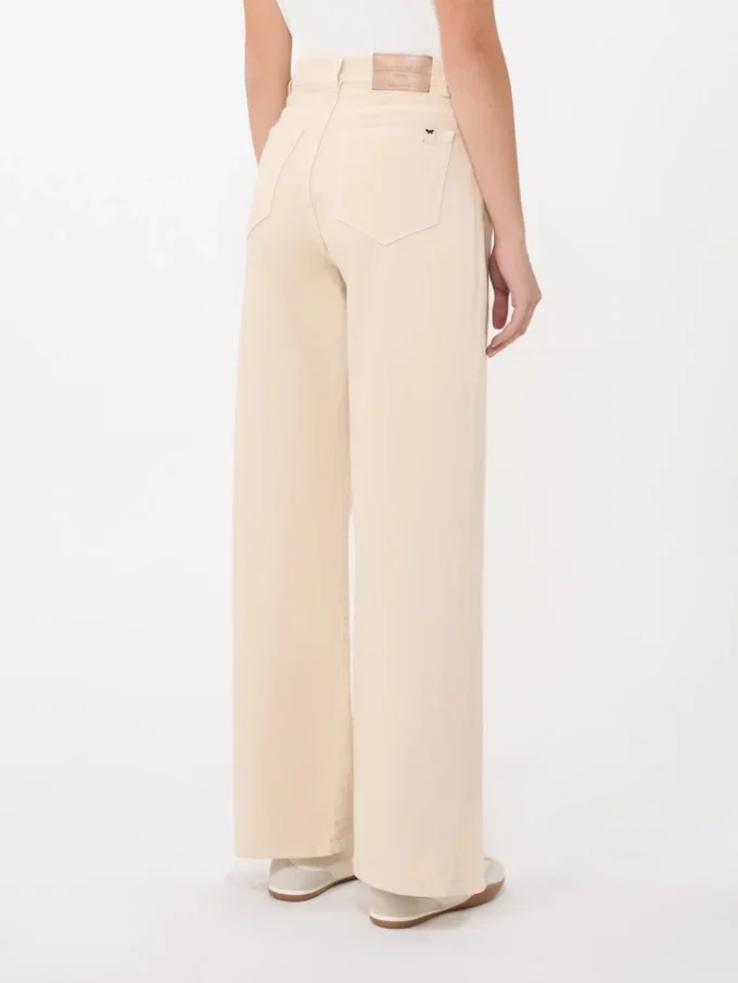 Breed uitlopende broek van katoen, zandkleur Breed uitlopende broek van katoen, zandkleur