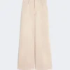 Breed uitlopende broek van katoen, zandkleur Breed uitlopende broek van katoen, zandkleur