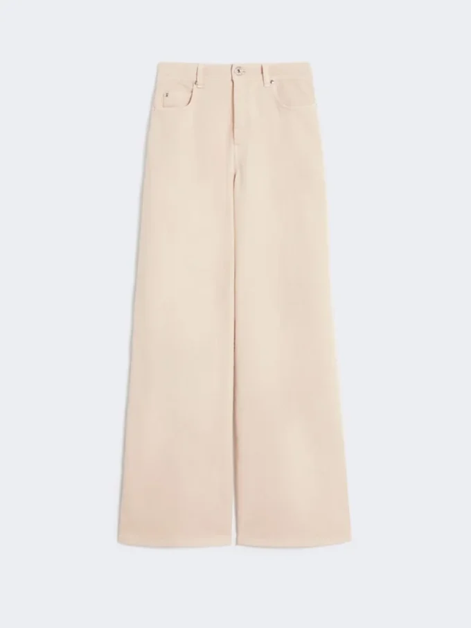 Breed uitlopende broek van katoen, zandkleur Breed uitlopende broek van katoen, zandkleur