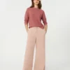 Breed uitlopende broek van katoenen canvas, roze Breed uitlopende broek van katoenen canvas, roze
