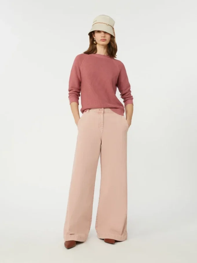 Breed uitlopende broek van katoenen canvas, roze Breed uitlopende broek van katoenen canvas, roze