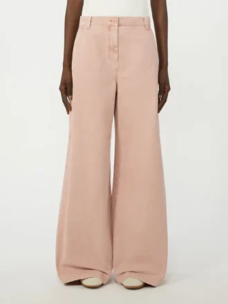 Breed uitlopende broek van katoenen canvas, roze