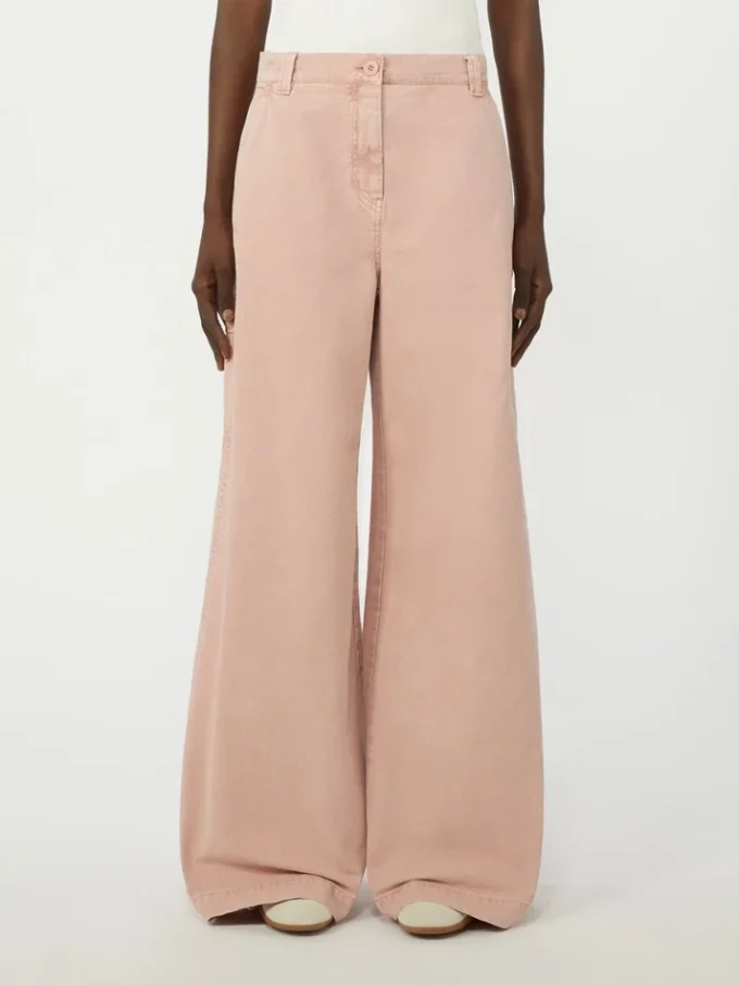 Breed uitlopende broek van katoenen canvas, roze Breed uitlopende broek van katoenen canvas, roze