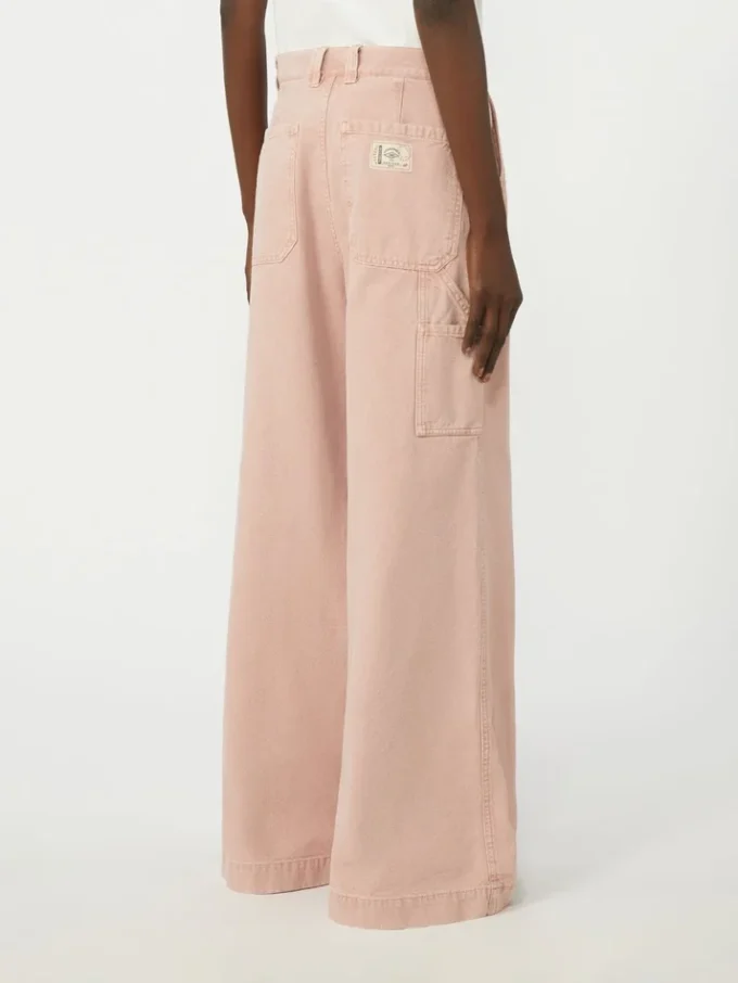 Breed uitlopende broek van katoenen canvas, roze Breed uitlopende broek van katoenen canvas, roze