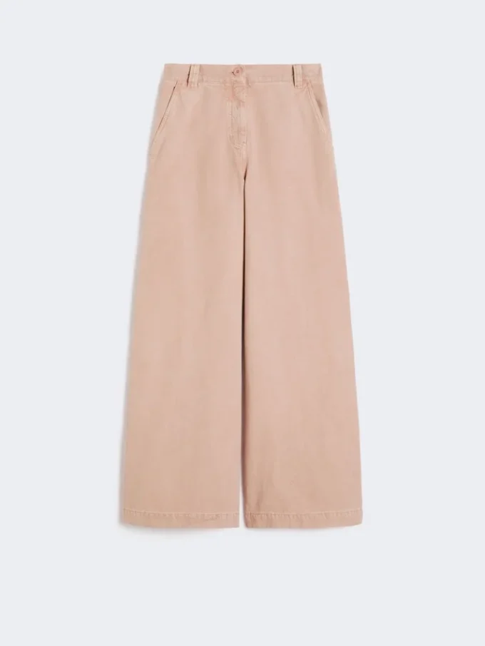Breed uitlopende broek van katoenen canvas, roze Breed uitlopende broek van katoenen canvas, roze