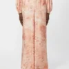 Breedvallende zijden broek met print, roze Breedvallende zijden broek met print, roze