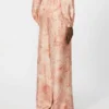 Breedvallende zijden broek met print, roze Breedvallende zijden broek met print, roze