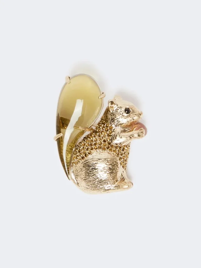 Broche van hars en glas, bruin Broche van hars en glas, bruin