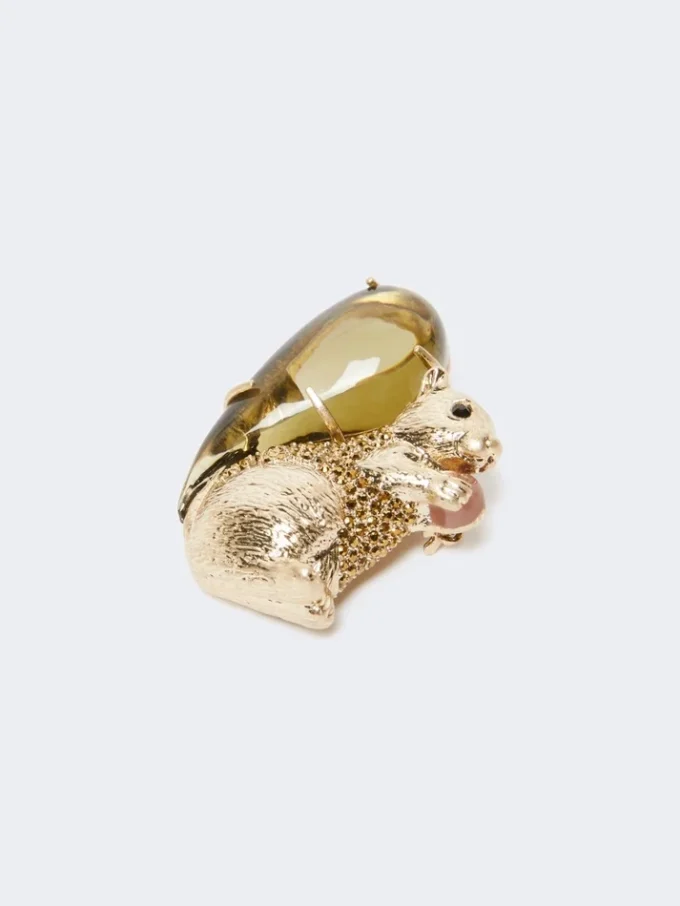 Broche van hars en glas, bruin Broche van hars en glas, bruin