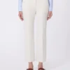Broek van dubbelzijdig viscose canvas, ivoorkleurig Broek van dubbelzijdig viscose canvas, ivoorkleurig