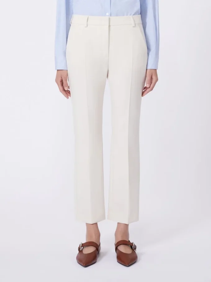 Broek van dubbelzijdig viscose canvas, ivoorkleurig Broek van dubbelzijdig viscose canvas, ivoorkleurig