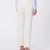 Broek van dubbelzijdig viscose canvas, ivoorkleurig Broek van dubbelzijdig viscose canvas, ivoorkleurig