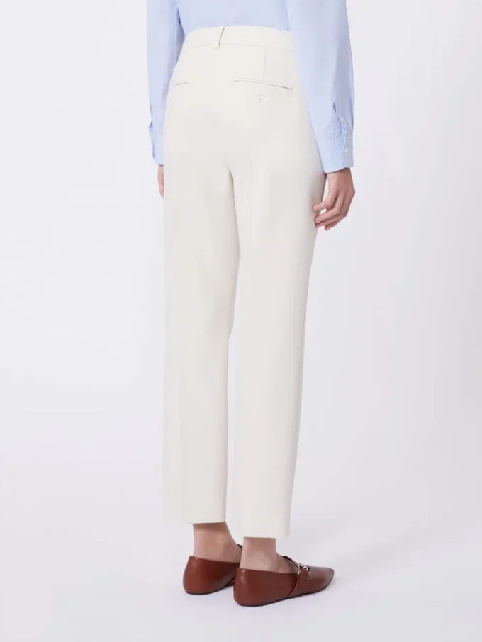 Broek van dubbelzijdig viscose canvas, ivoorkleurig Broek van dubbelzijdig viscose canvas, ivoorkleurig