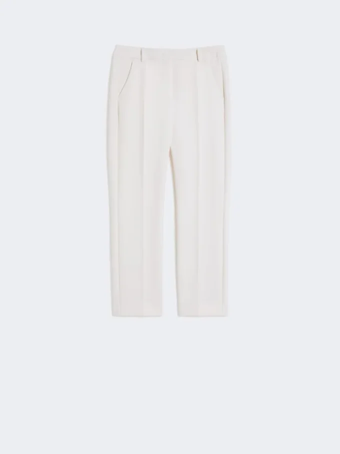 Broek van dubbelzijdig viscose canvas, ivoorkleurig Broek van dubbelzijdig viscose canvas, ivoorkleurig