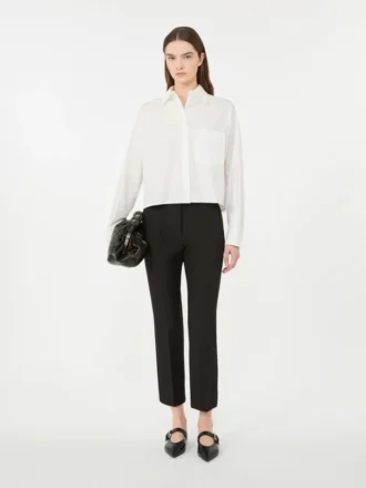 Broek van dubbelzijdig viscose canvas, zwart