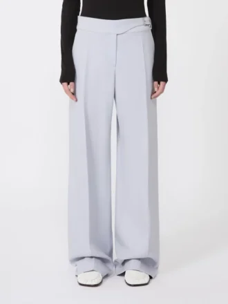 Broek van gabardine met viscosemix en pasdetail, middengrijs