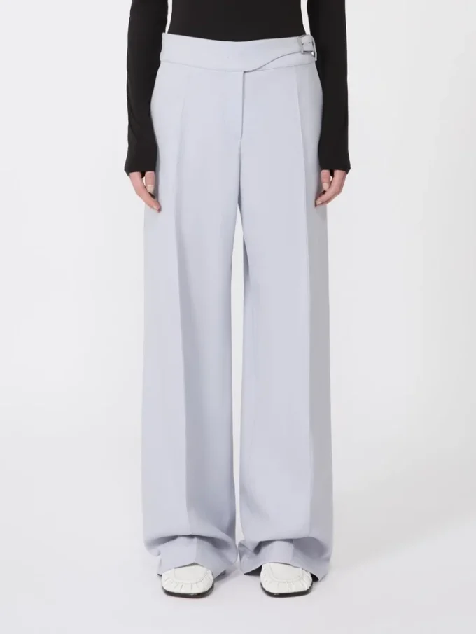 Broek van gabardine met viscosemix en pasdetail, middengrijs Broek van gabardine met viscosemix en pasdetail, middengrijs