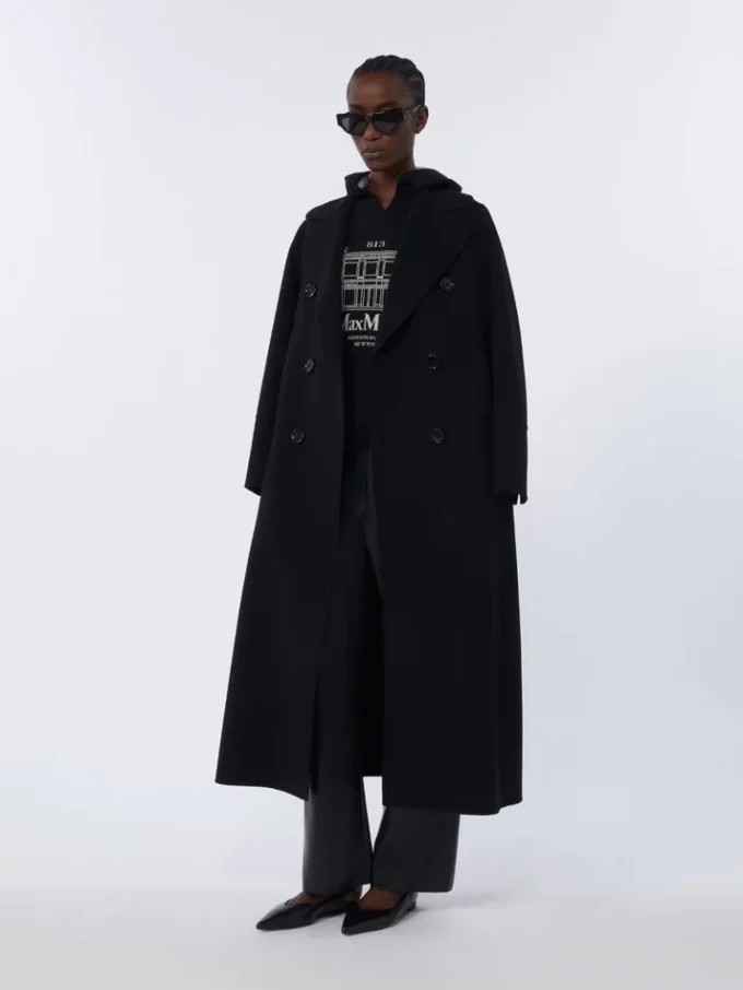 Broek van gecoate stof, zwart Broek van gecoate stof, zwart