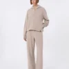 Broek van kasjmier en wol, beige Broek van kasjmier en wol, beige