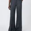 Broek van linnen twill met visgraatmotief, middengrijs Broek van linnen twill met visgraatmotief, middengrijs