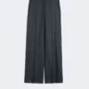 Broek van linnen twill met visgraatmotief, middengrijs Broek van linnen twill met visgraatmotief, middengrijs