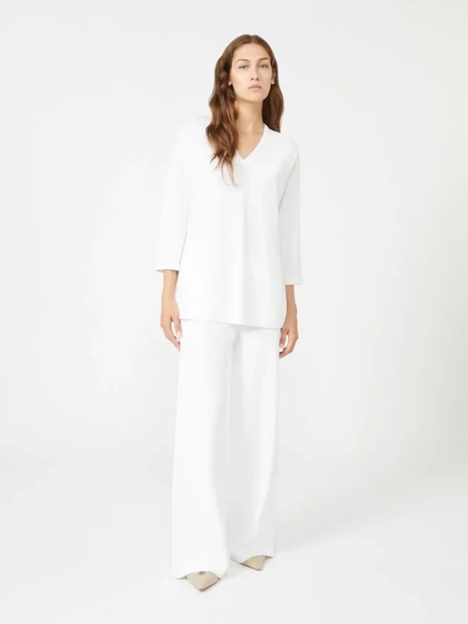 Broek van viscose crêpe, optisch wit
