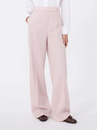 Broek van wol, mohair en zijde, beige-roze
