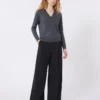 Broek van wolmix, zwart