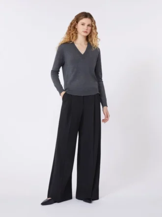 Broek van wolmix, zwart
