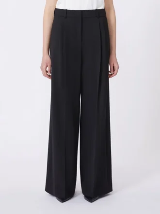 Broek van wolmix, zwart