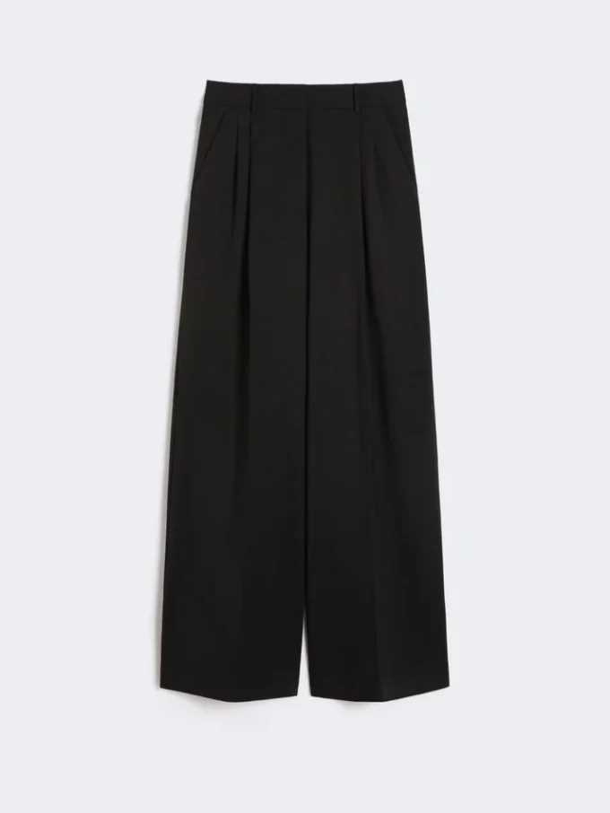 Broek van wolmix, zwart
