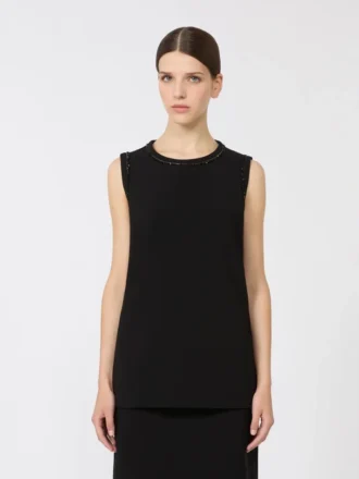 Cady-blouse met ronde hals, zwart