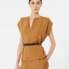 Cady-blouse met volant, karamel