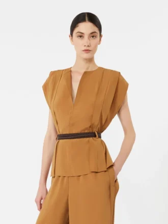Cady-blouse met volant, karamel