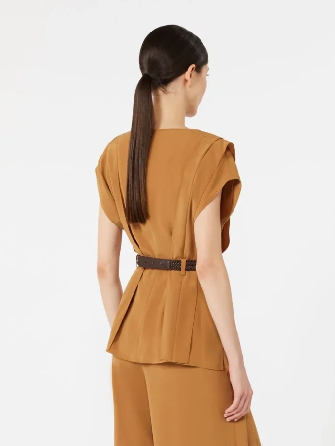 Cady-blouse met volant, karamel