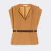 Cady-blouse met volant, karamel