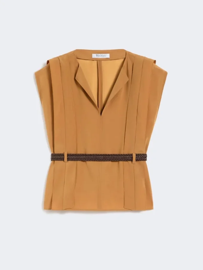 Cady-blouse met volant, karamel