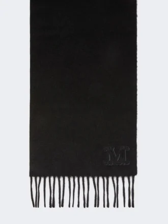 Camelkleurige stola met geborduurd monogram, zwart Camelkleurige stola met geborduurd monogram, zwart