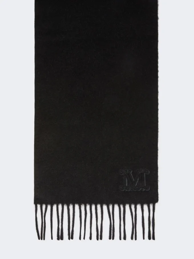 Camelkleurige stola met geborduurd monogram, zwart Camelkleurige stola met geborduurd monogram, zwart