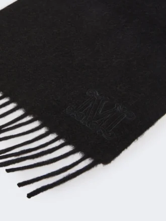 Camelkleurige stola met geborduurd monogram, zwart Camelkleurige stola met geborduurd monogram, zwart