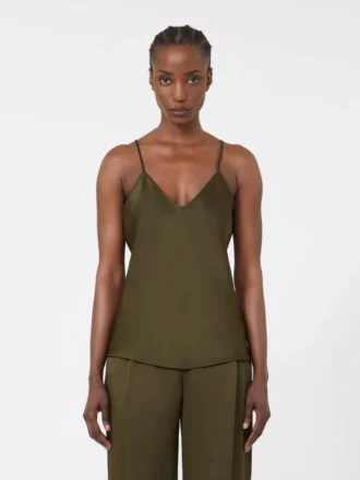 Camisole-top van envers-satijn, mosgroen