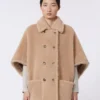 Cape van alpaca en kasjmier teddy-stof, beige Cape van alpaca en kasjmier teddy-stof, beige