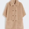 Cape van alpaca en kasjmier teddy-stof, beige Cape van alpaca en kasjmier teddy-stof, beige