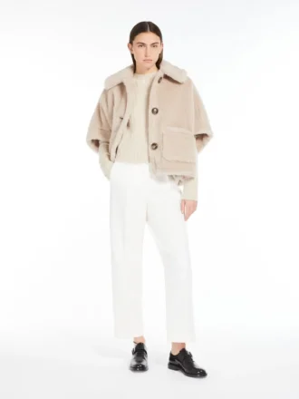 Cape van alpaca en teddywol, beige