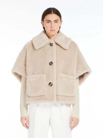 Cape van alpaca en teddywol, beige