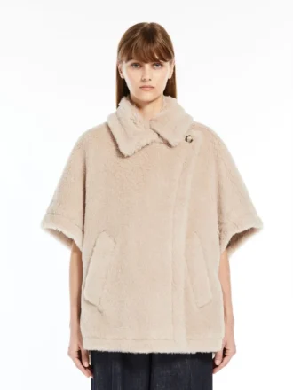 Cape van alpaca en teddywol, beige