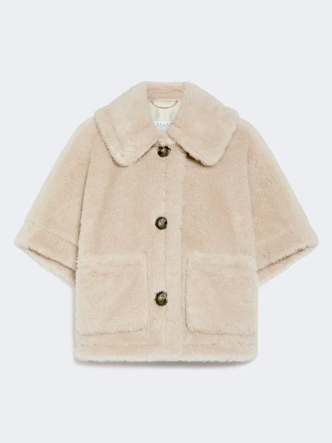 Cape van alpaca en teddywol, beige Cape van alpaca en teddywol, beige